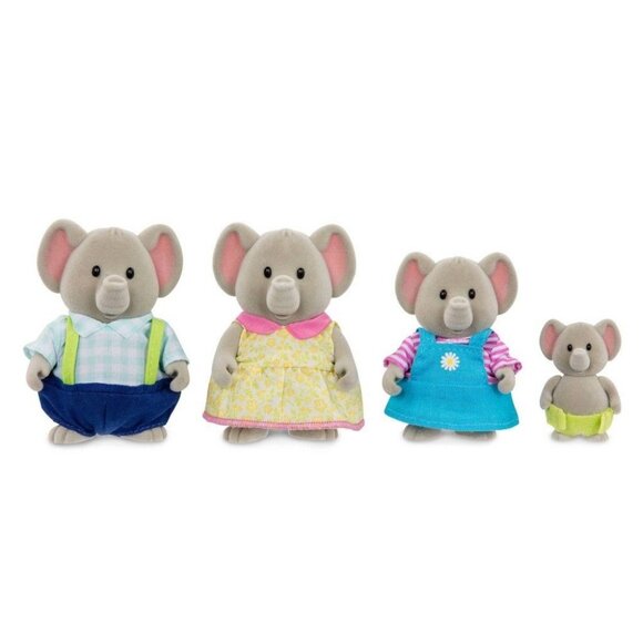 Li'l Woodzeez Miniature Animal Figurine Set - Oliphant Elephant Family - Picture 1 of 6